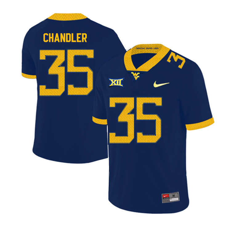 2019 Men #35 Josh Chandler West Virginia Mountaineers College Football Jerseys Sale-Navy